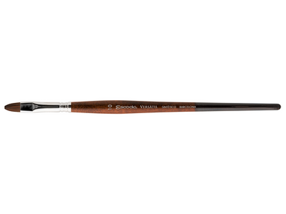 Escoda Versatil | 1542 Kolinsky Synthetic Fiber Brushes - Flat Bright [Two Tone Brown Short Handle]