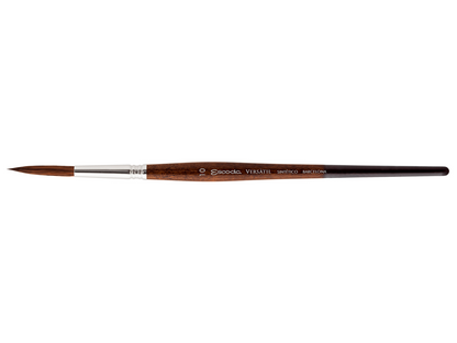 Escoda Versatil | 1549 Kolinsky Synthetic Fiber Brushes - Round Filleting [Two Tone Brown Short Handle]