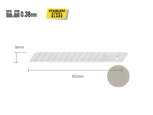 OLFA Blade-9mm AB-S Stainless Steel Snap Blades with Blade Disposal - 10 Blades