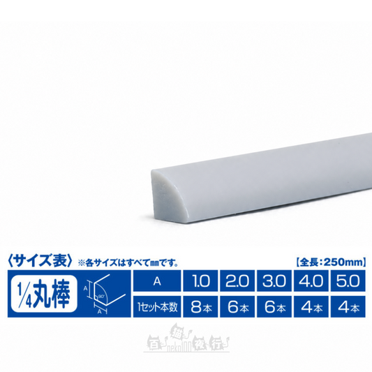 WAVE | OM-325 Plastic Material 1/4 Round Bar [5mm | 4pcs] Grey