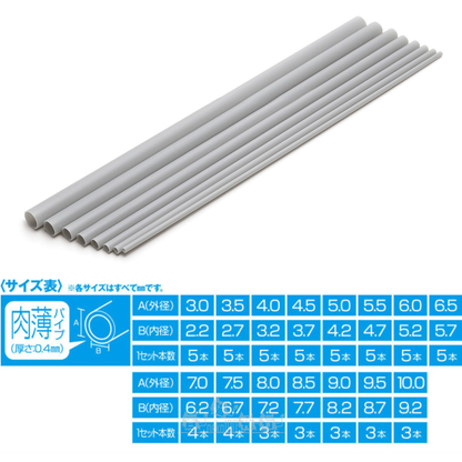 WAVE | OM-521 空心塑膠薄圓管 [外徑: 3.0mm | 內徑: 2.2mm | 5條裝] 灰色
