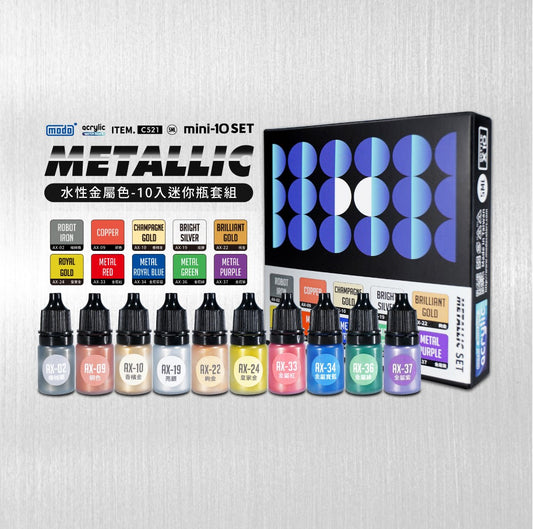 modo Acrylic Metallic Colors C521 AX-Series Mini Set 10 Colors 5ml